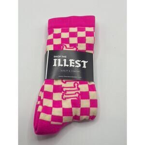 ILLSOCK COLLECTION Unisex Pink-White Checkered Illest Crew Socks SZ W7-13/M6-12